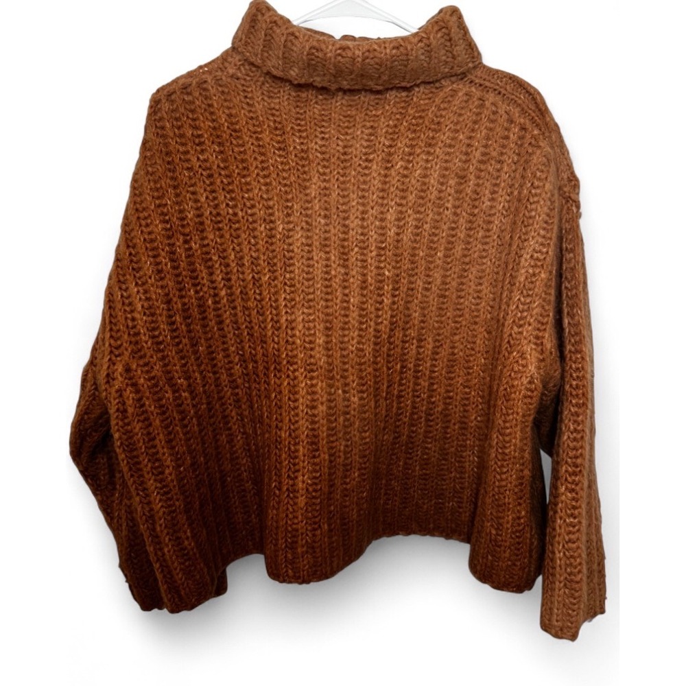 Free People My Only Sunshine Sweater Rust Orange Ribbed Knit Turtleneck XS